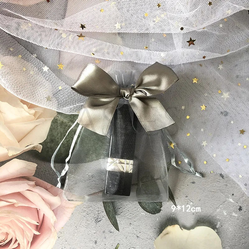 Jewelry Boxes 100Pcslot Organza Bag Butterfli Jewelry Packing Ribbon Drawstring Bag Wedding Candy Storage Organizer Small Mesh Pouch 231006