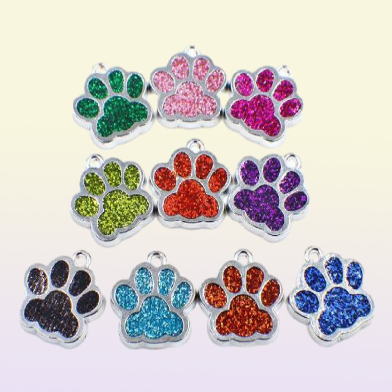 50pcslot Bling dog bear paw footprint with lobster clasp diy hang pendant charms fit for keychains necklace bag making