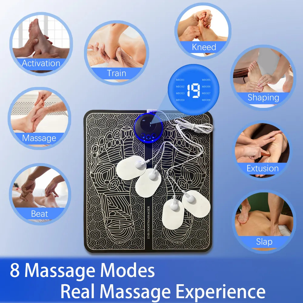 Foot Massager EMS Foot Massager Pad Portable Massage Mat Foot Acupoint Massage Muscle Stimulation Improve Blood Circulation Relief Pain USB 231006