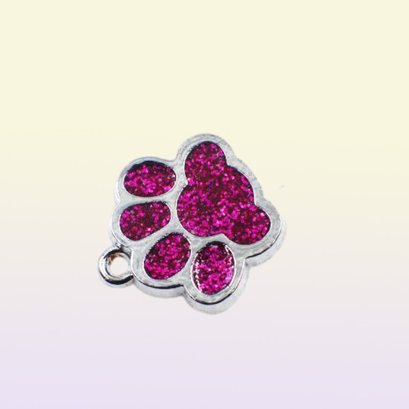 50pcslot Bling dog bear paw footprint with lobster clasp diy hang pendant charms fit for keychains necklace bag making