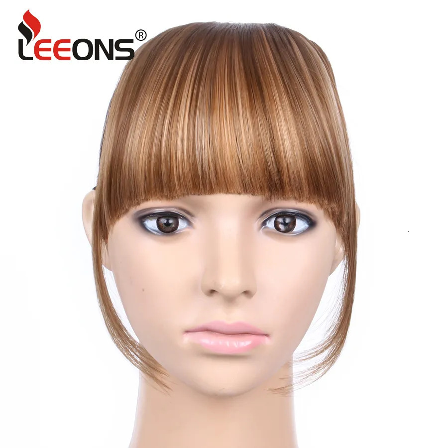 Bangs Natural Straight Synthetic Blunt Bangs High Temperature Fiber Brown Women Clip-In Full Bangs With Fringe Of Hair 6 Inch Leeons 231006