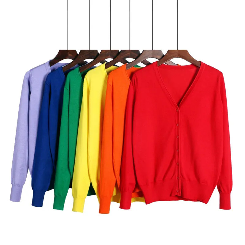 Women's Knits Tees Queechalle 25 Colors knitted cardigans spring autumn cardigan women casual long sleeve tops V neck solid women sweater coat 23