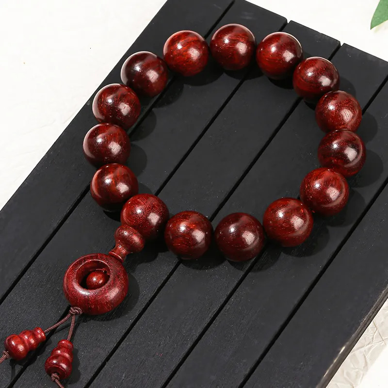 Charm Bracelets JD Natural Wooden Bead Zambia Pterocarpus Santalinus Lucky Pendant Bracelet Women Men Mala Prayer Meditation Stretch Jewelry 231005