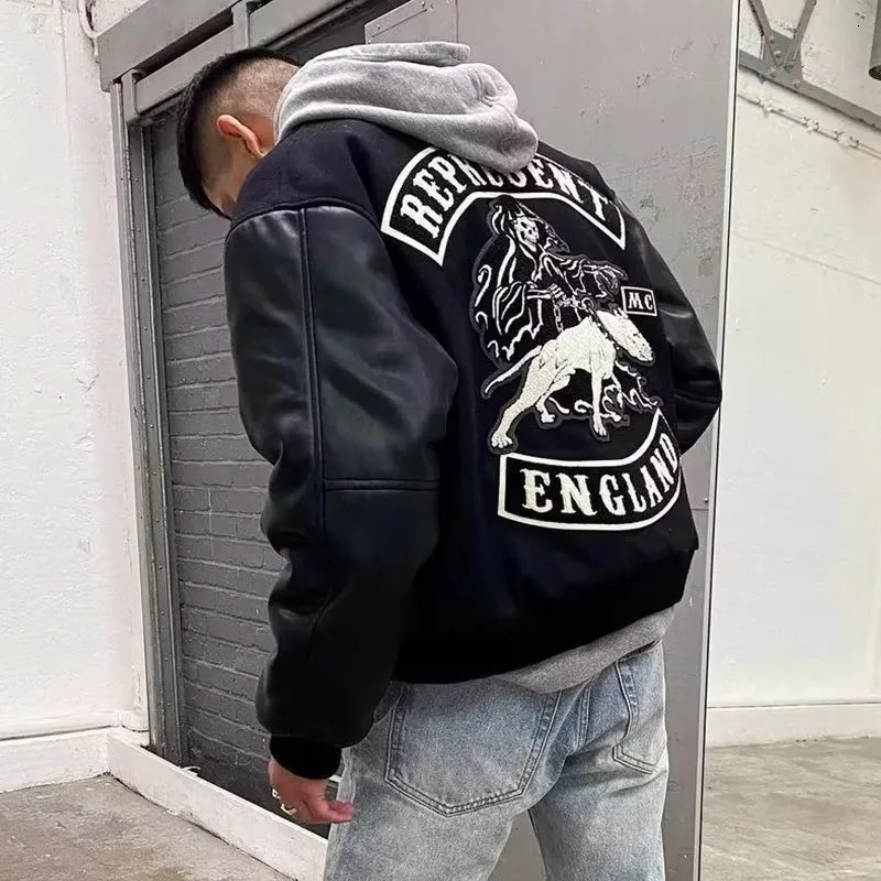 Men s Jackets 2023 American Retro Masked Embroidery Pattern Baseball Uniform Jacket Heavy Hip hop Rock Loose Fashion Street 231005