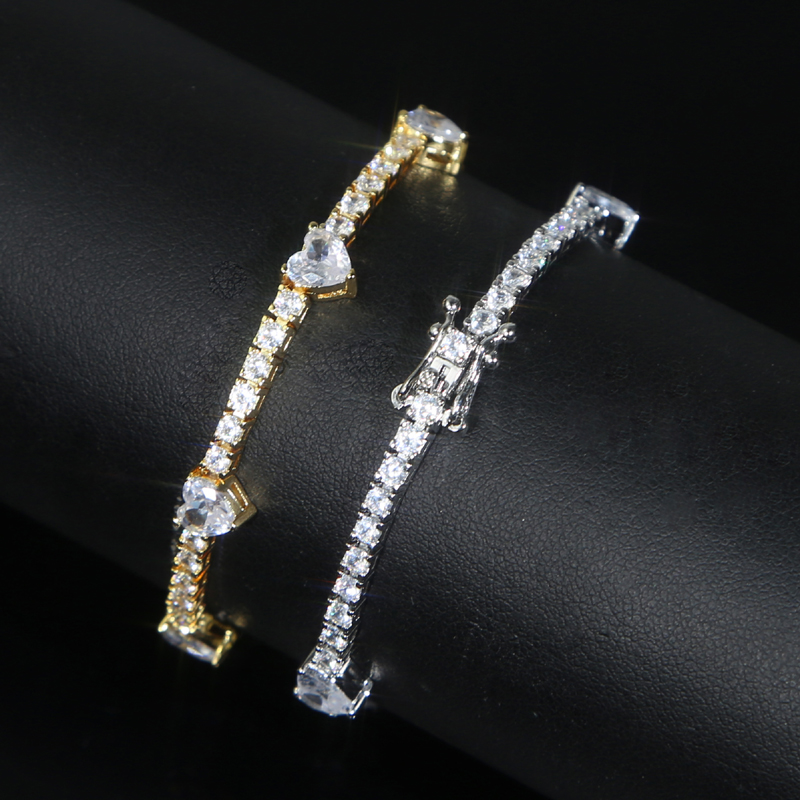 New arrival 6mm Mini Heart Love with 2.5mm round Zircon Tennis bracelet Elegant bracelet Hip Hop Ice Out VVS Moissamite Ladies Party Gift Wholesale je