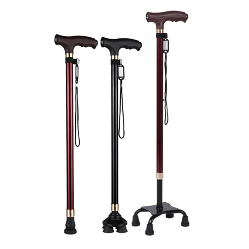 Trekking Poles Nonslip Walking Sticks For The Elderly Retractable Aluminum Alloy Multifunctional Cane With Led Light Old Men Crutch 231006