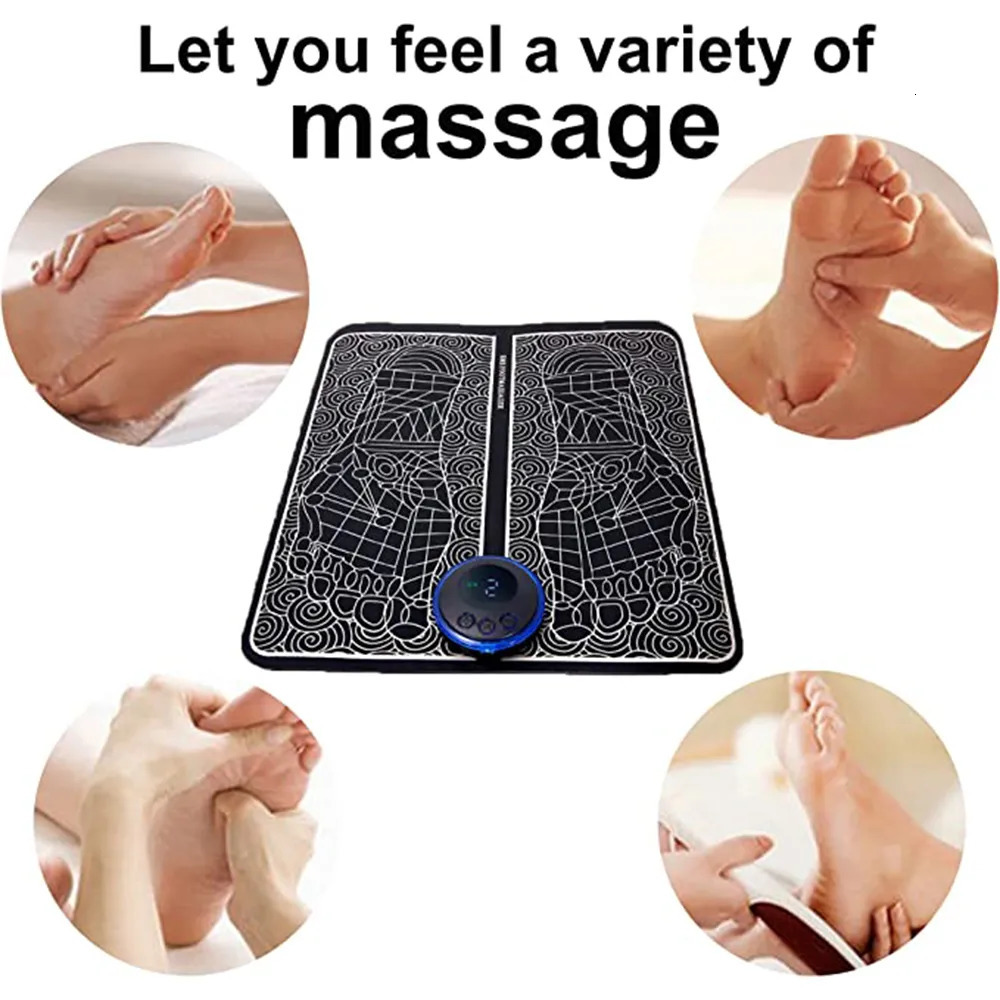 Foot Massager Electric EMS Foot Massager Pad Foldable Massage Mat Muscle Stimulation Relief Pain Relax Feet Suppoer Drop 231006