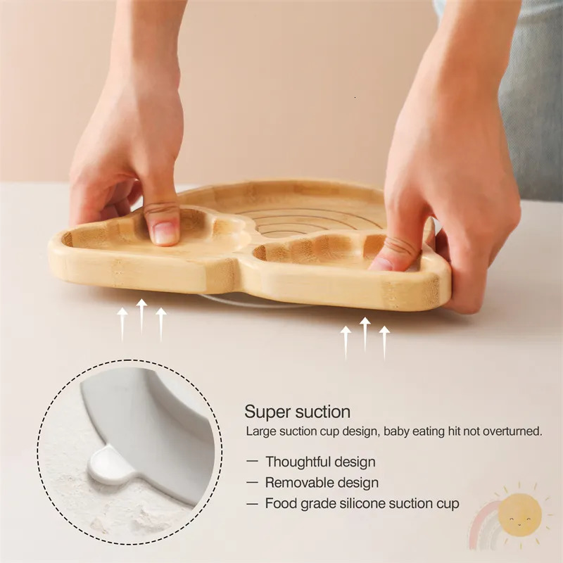 Cups Dishes Utensils 7pcs Silicone Baby Feeding Set Baby Feeding Supplies Kids Bamboo Dinnerware With Cup Children's Dishes Bowl Stuff Tableware 