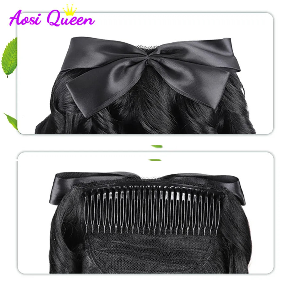 Synthetic Wigs AS Synthetic Retro Ponytail with Comb Europen Princess Curly Puff Ponytail Clip in Hair Tail Natural False Hair 231006