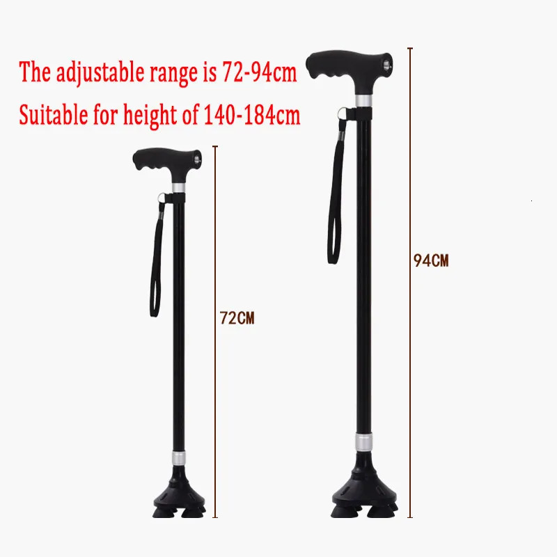 Trekking Poles Nonslip Walking Sticks For The Elderly Retractable Aluminum Alloy Multifunctional Cane With Led Light Old Men Crutch 231006