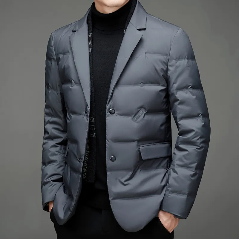 Men's Down Parkas Winter Style 90 White Duck Down Men's High-End Quality Scarf Collar Casual Suit Jacket 231005