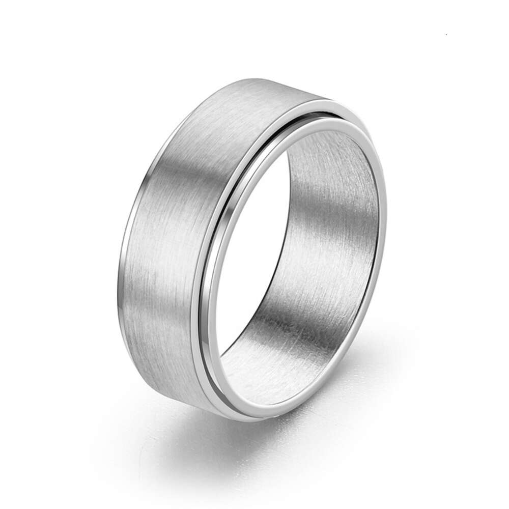 Wolf Tide New 8mm Blank Titanium Steel Rotating Finger Rings Anti Anxiety And Decompression Mens Rotating Couple Ring Wholesale Cheap Punk Jewelry Bij