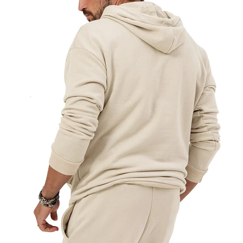 Men's Tracksuits Autumn And Winter Men's Sports Suit Plus Cashmere Warm Loose Large Size Pullover Long Pants Hoodie Casual Two-Piece Set 231