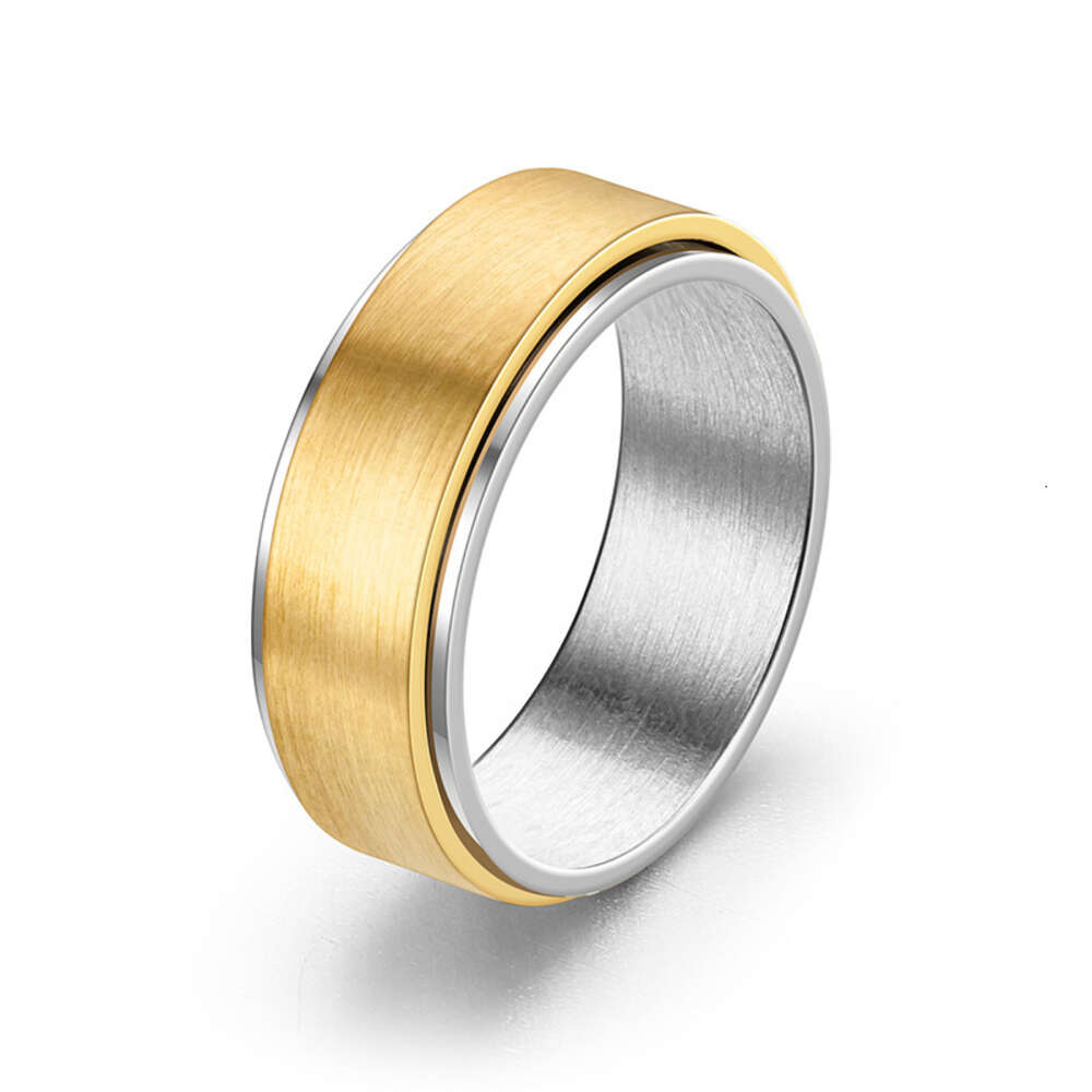 Wolf Tide New 8mm Blank Titanium Steel Rotating Finger Rings Anti Anxiety And Decompression Mens Rotating Couple Ring Wholesale Cheap Punk Jewelry Bij
