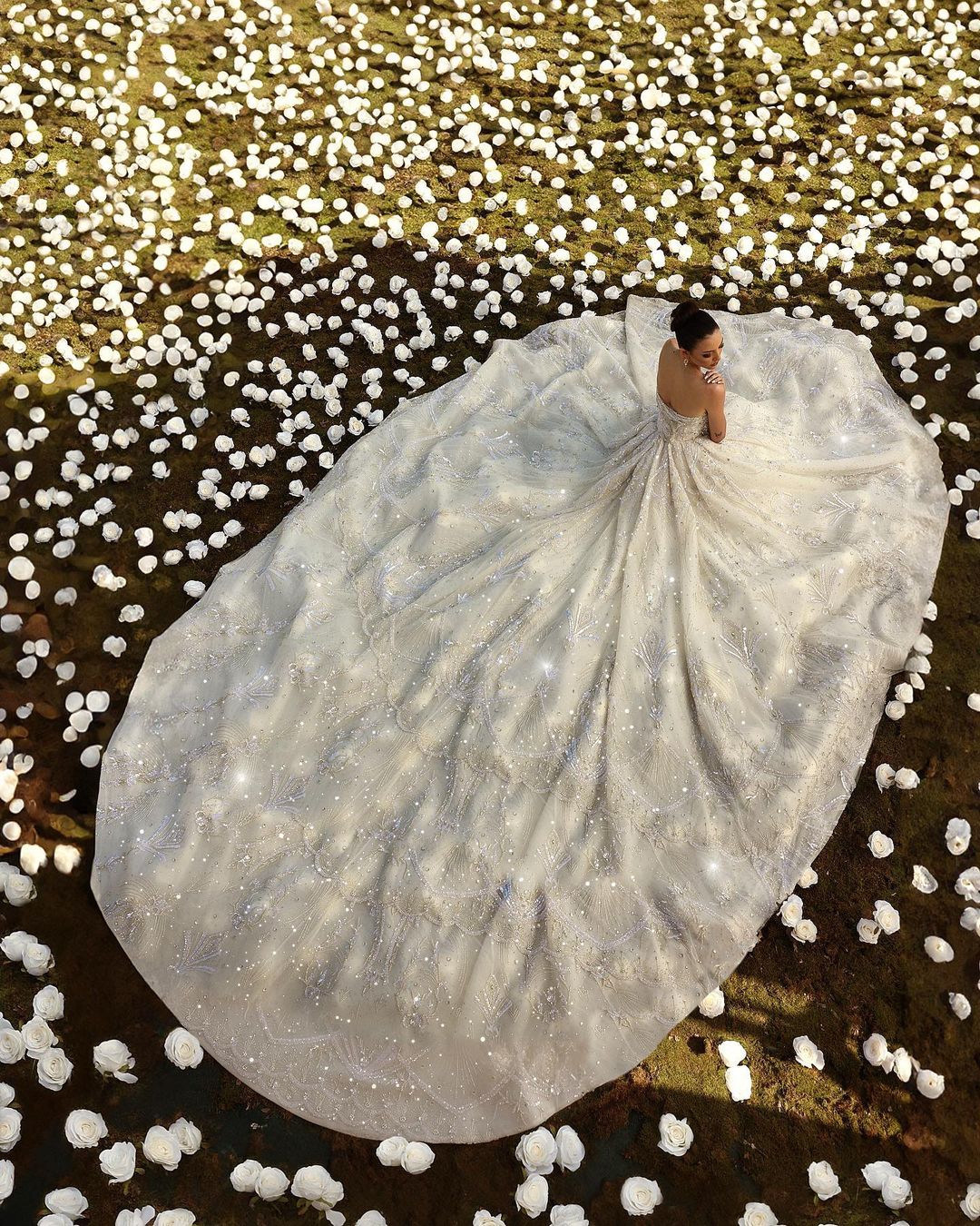 Elegant Strapless Wedding Dresses Ball Gown Luxurious Sequined Lace Backless Dresses vestidos de novia Custom Made