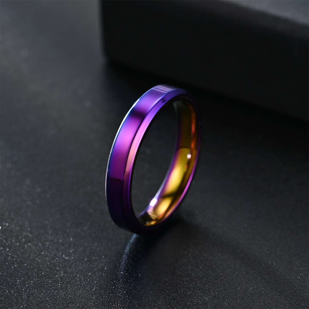 4mm Titanium Stainless Steel Ring With Non Fading Niche Design Double Bevel Mirror Jewelry Wedding Couple Engagement Rings Gothic Anillo Wolf Tide Bij