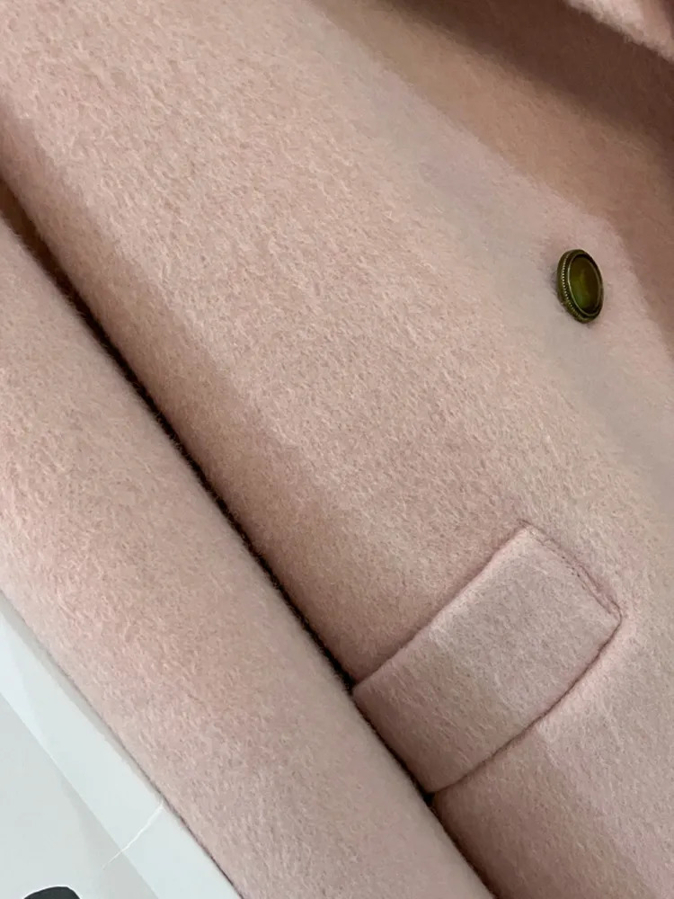 Women's Suits Blazers LANMREM 80% Wool Blazer Coat Notched Pink Color Double Sided High End Fashion Coats Female Winter Clothing 2DA2001 231006