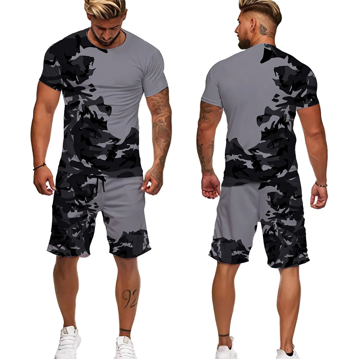 Men's Tracksuits Summer Camouflage Tees/Shorts/Suits Men's T Shirt Shorts Tracksuit Sport Style Outdoor Camping Hunting Casual Mens Clothes 