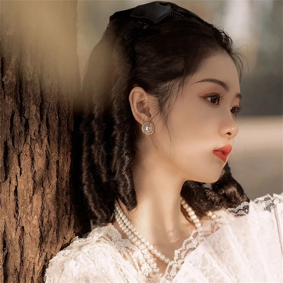 Synthetic Wigs AS Synthetic Retro Ponytail with Comb Europen Princess Curly Puff Ponytail Clip in Hair Tail Natural False Hair 231006