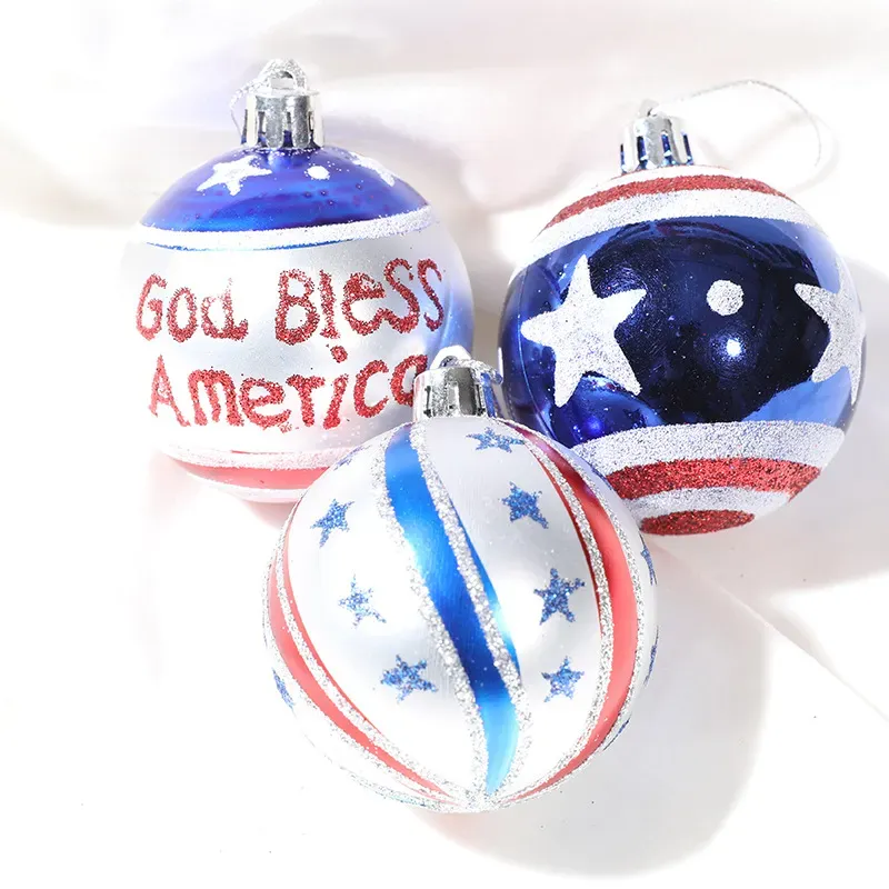 Ball Memorial Ornaments 4Th Of July Tree Independence Day Hanging Party Patriotic Decorations 2024