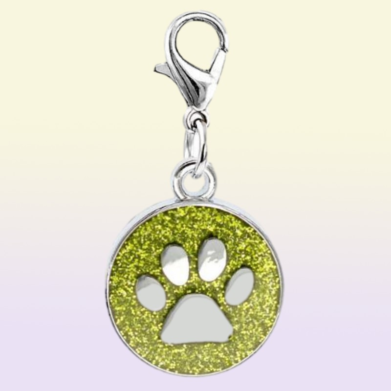 20PCSlot Colors 18mm footprints Cat Dog paw print hang pendant charms with lobster clasp fit for diy keychains fashion jewelrys3820711