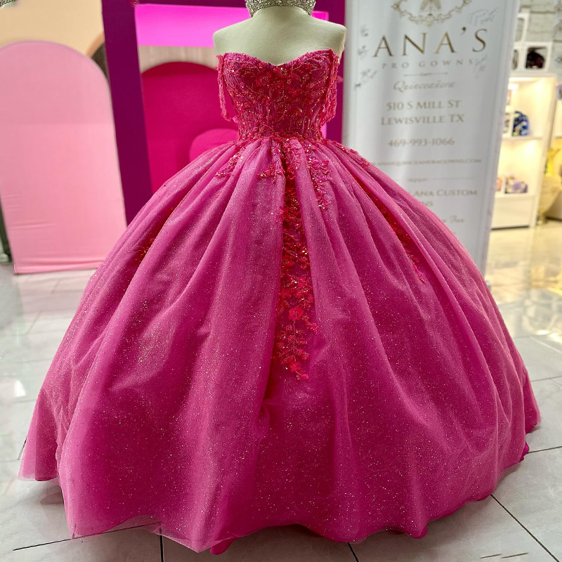 Rose Red Shiny Sweetheart Tulle Off the Shoulder Ball Gown Quinceanera Dresses Appliques wers Beads Sheer Formal Princes