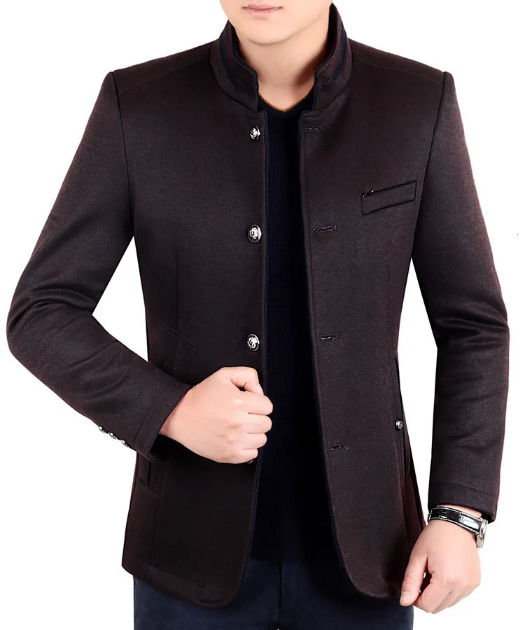 Men's Wool Blends Autumn Winter Wool Coat Men Leisure Long Woolen Coats Men's Pure Color Business Casual Fashion Jackets Men Wool Overcoat O