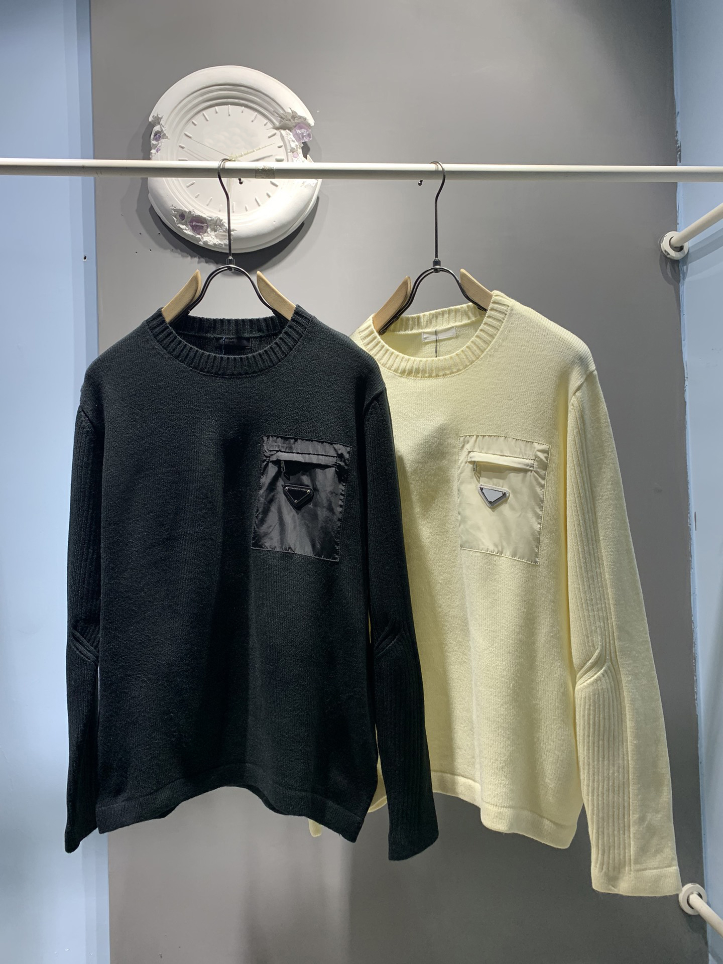 Autumn and winter new style mens sweater fashion pocket stitching design pullover sweater luxury designer sweater