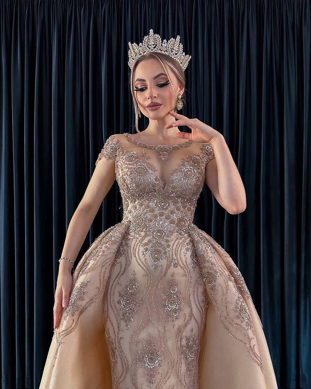 2023 Oct Aso Ebi Arabic Sequined Lace Mermaid Mother Of Bride Dresses Detachable Train Evening Prom Formal Party Birthday Celebrity Mother Of Groom Go