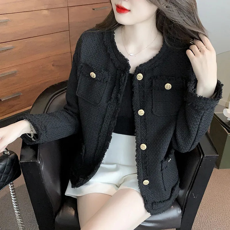 Women's Jackets French White Tassel O Neck Cardigan Lady Jacket Female Spring Autumn Winter Gentle Pink Black Casual Women Tweed Short Jacket 231