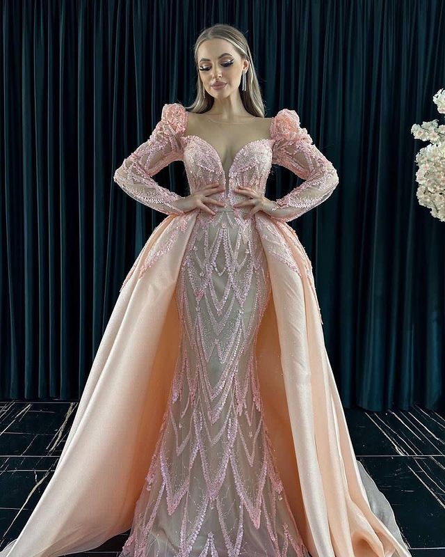 2023 Oct Aso Ebi Arabic Sequined Lace Mermaid Mother Of Bride Dresses Detachable Train Evening Prom Formal Party Birthday Celebrity Mother Of Groom Go