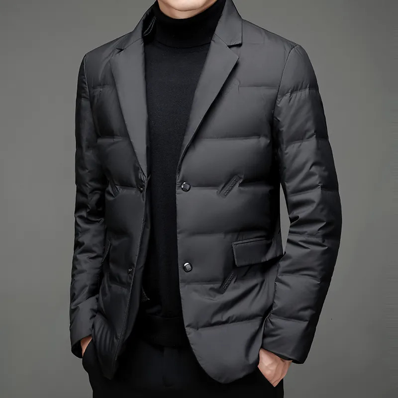 Men's Down Parkas Winter Style 90 White Duck Down Men's High-End Quality Scarf Collar Casual Suit Jacket 231005