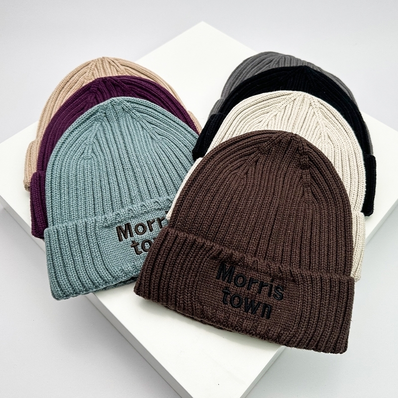 Wide Brim Hats Bucket Insert Warm Fashion Offset Letter Autumn and Winter Versatile Men Women Knitted Cotton Beanies Pile CapSoft Casual 231005