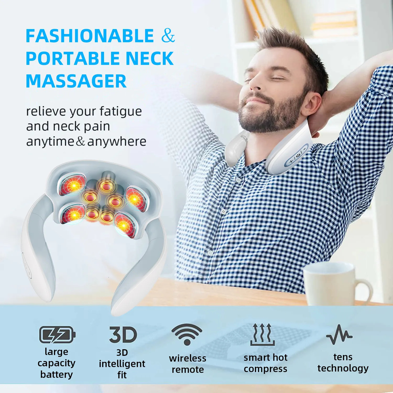 Other Massage Items Smart Back And Neck Massager Instrument Shoulder Neck Massage Cervical Vertebra Health Care Vibrator Heating Relieve Pain Muscle 2