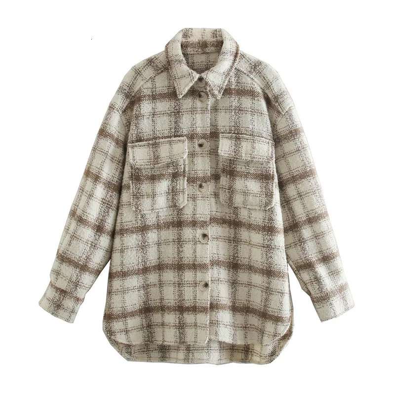 Women's Jackets Oversize Tweed Plaid Jackets Autumn Ladies Soft Coats Women Fashion Elegant Girls Chic Pocket Tops Outerwear Streetwear Pop 23100