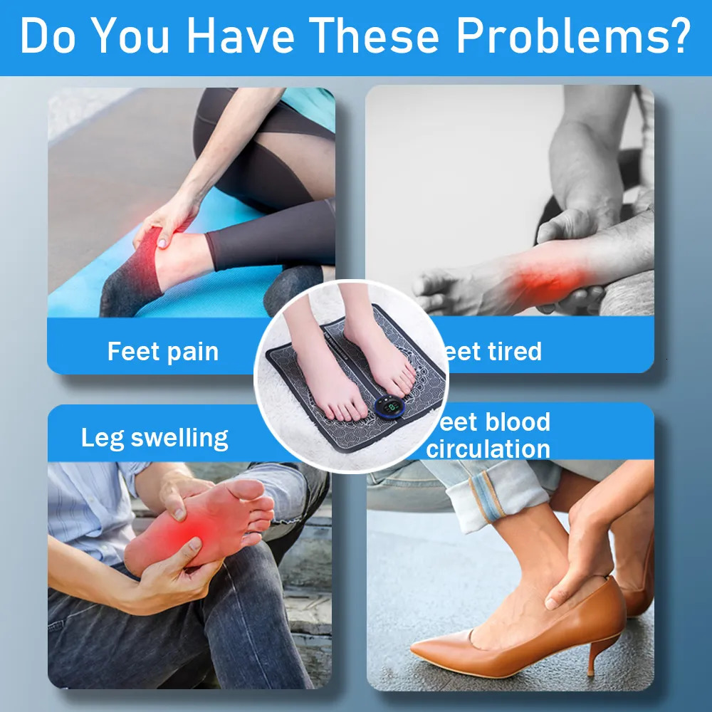 Foot Massager EMS Foot Massager Pad Portable Massage Mat Foot Acupoint Massage Muscle Stimulation Improve Blood Circulation Relief Pain USB 231006