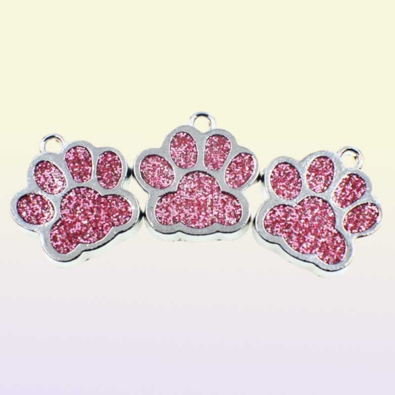 50pcslot Bling dog bear paw footprint with lobster clasp diy hang pendant charms fit for keychains necklace bag making