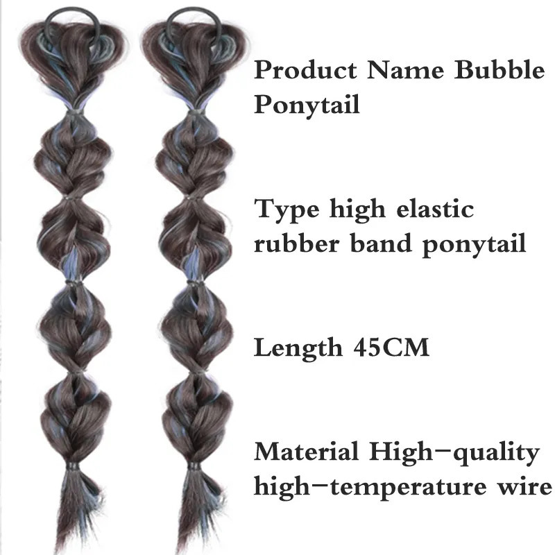 Synthetic Wigs Concubine Synthetic Bow Ponytail High Elastic Wig Woman Hair Side Natural Braided Black Hose tail Hair Piece 231006