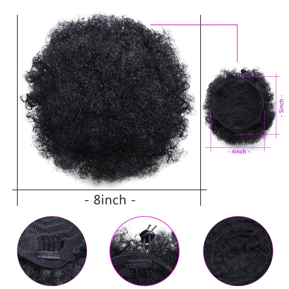 Synthetic Wigs Short Afro Puff Synthetic Hair Bun Chignon Hairpiece For Women Kids Wig Drawstring Ponytail Kinky Curly Clip in 231006