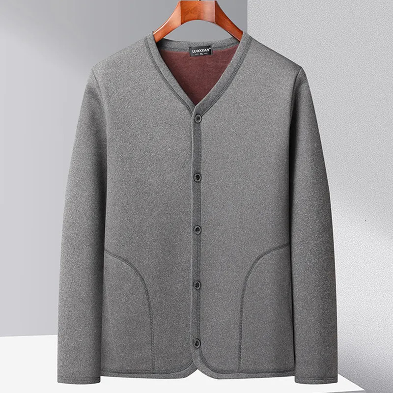 Men's Down Parkas Middle Aged and Elderly Button Warm Cardigan with Thickened Winter Coat Underneath 231005