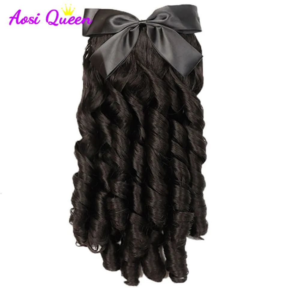 Synthetic Wigs AS Synthetic Retro Ponytail with Comb Europen Princess Curly Puff Ponytail Clip in Hair Tail Natural False Hair 231006