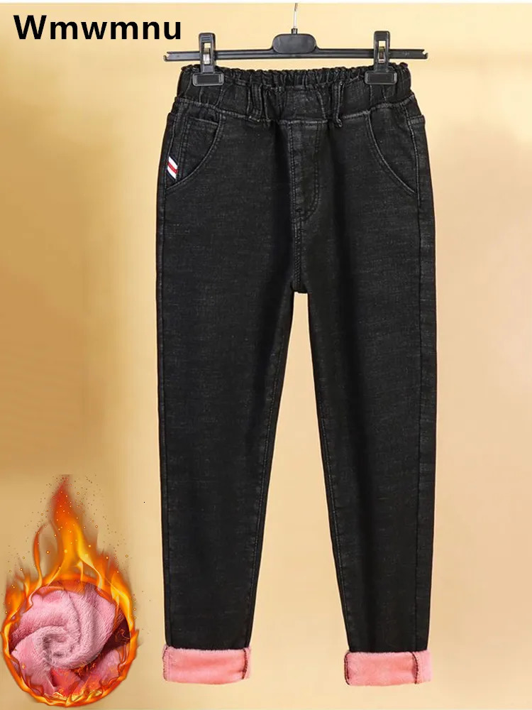 Womens Jeans Oversized L6xl Winter Thicken Baggy Denim Pants Women Casual High Waist Plus Velvet Harem Vintage Warm Loose Vaqueros 231005