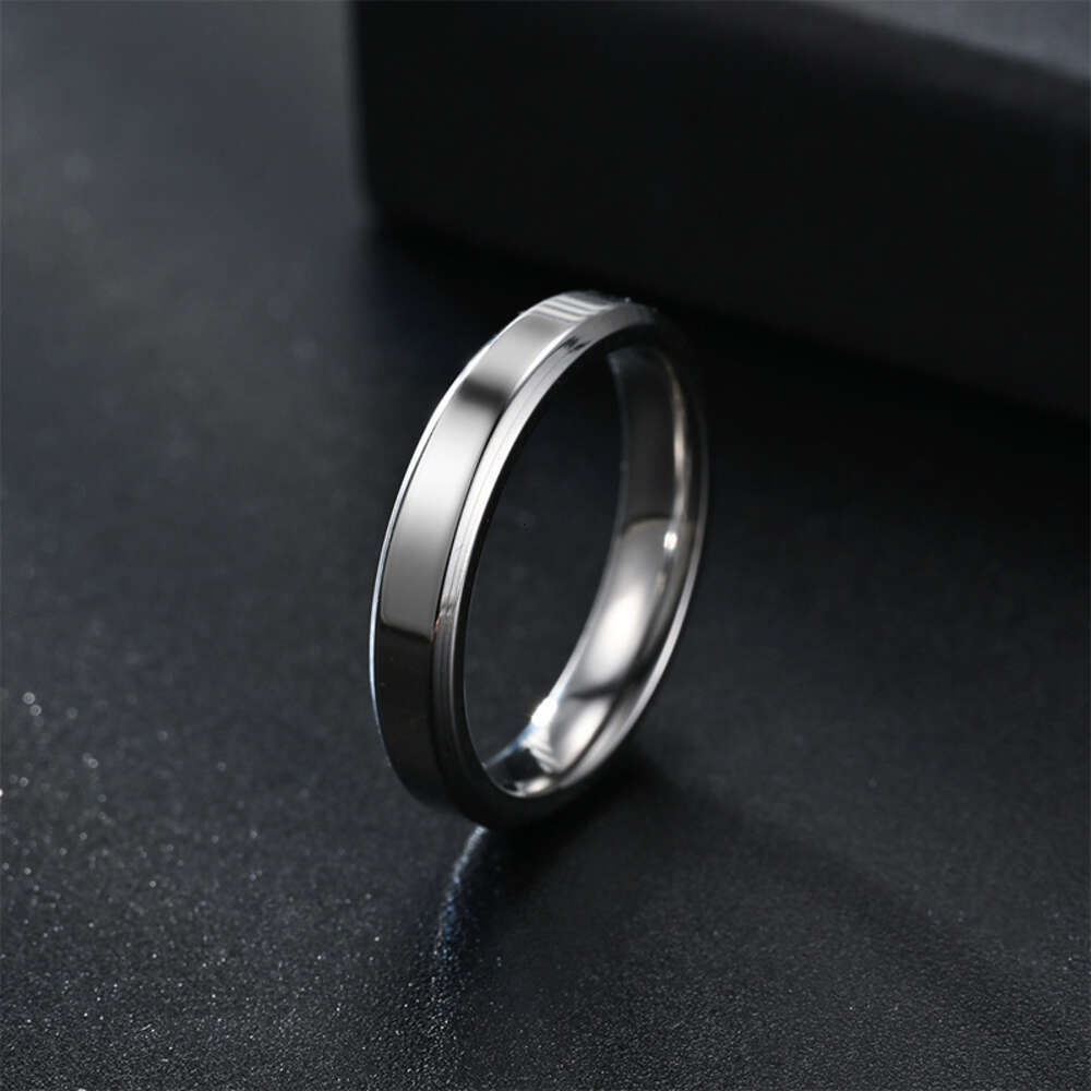 4mm Titanium Stainless Steel Ring With Non Fading Niche Design Double Bevel Mirror Jewelry Wedding Couple Engagement Rings Gothic Anillo Wolf Tide Bij
