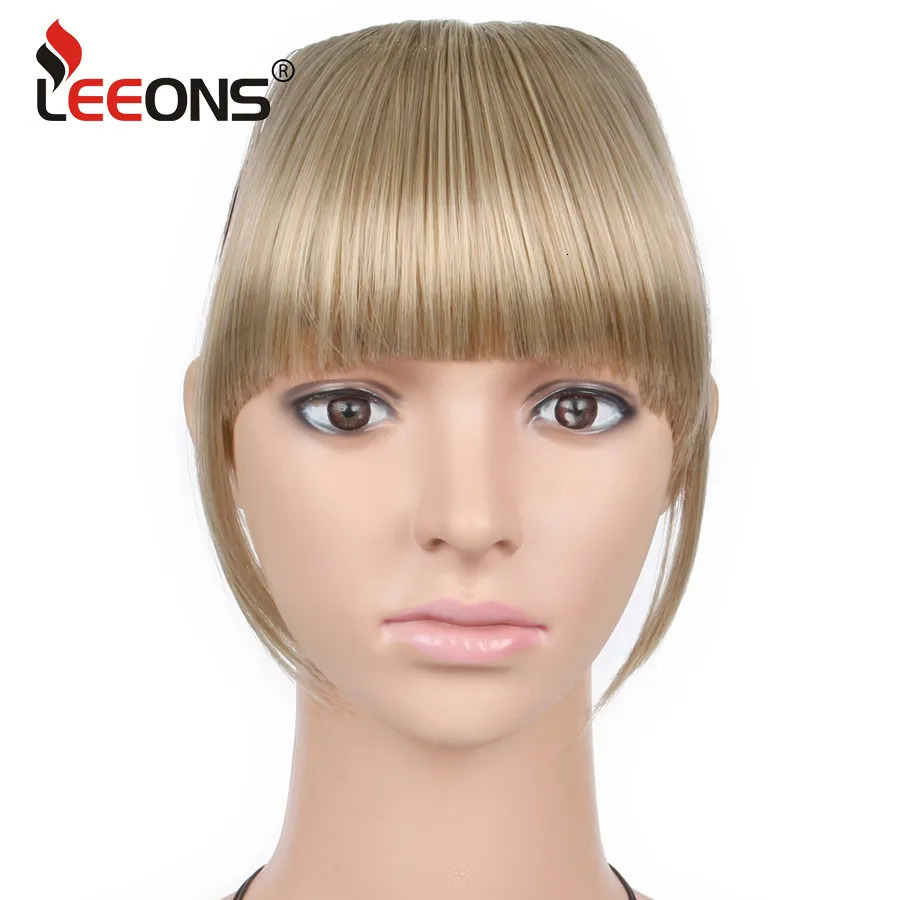 Bangs Natural Straight Synthetic Blunt Bangs High Temperature Fiber Brown Women Clip-In Full Bangs With Fringe Of Hair 6 Inch Leeons 231006