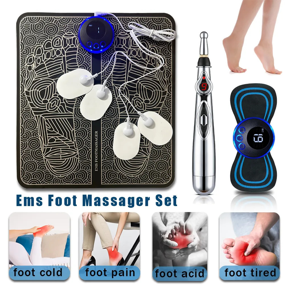 Foot Massager EMS Foot Massager Pad Portable Massage Mat Foot Acupoint Massage Muscle Stimulation Improve Blood Circulation Relief Pain USB 231006