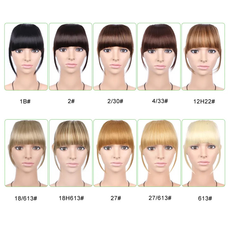 Bangs Natural Straight Synthetic Blunt Bangs High Temperature Fiber Brown Women Clip-In Full Bangs With Fringe Of Hair 6 Inch Leeons 231006