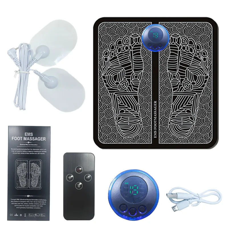 Foot Massager Electric EMS Foot Massager Pad Remote Control Relief Pain Relax Feet Acupoints Press Mat Shock Back Neck Arm Stimulation Device 231006