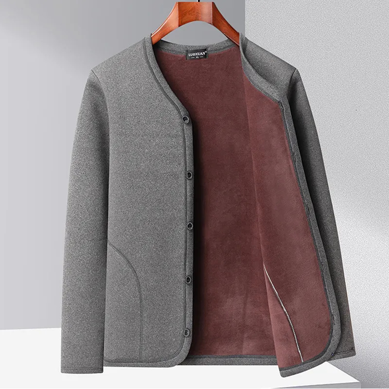 Men's Down Parkas Middle Aged and Elderly Button Warm Cardigan with Thickened Winter Coat Underneath 231005