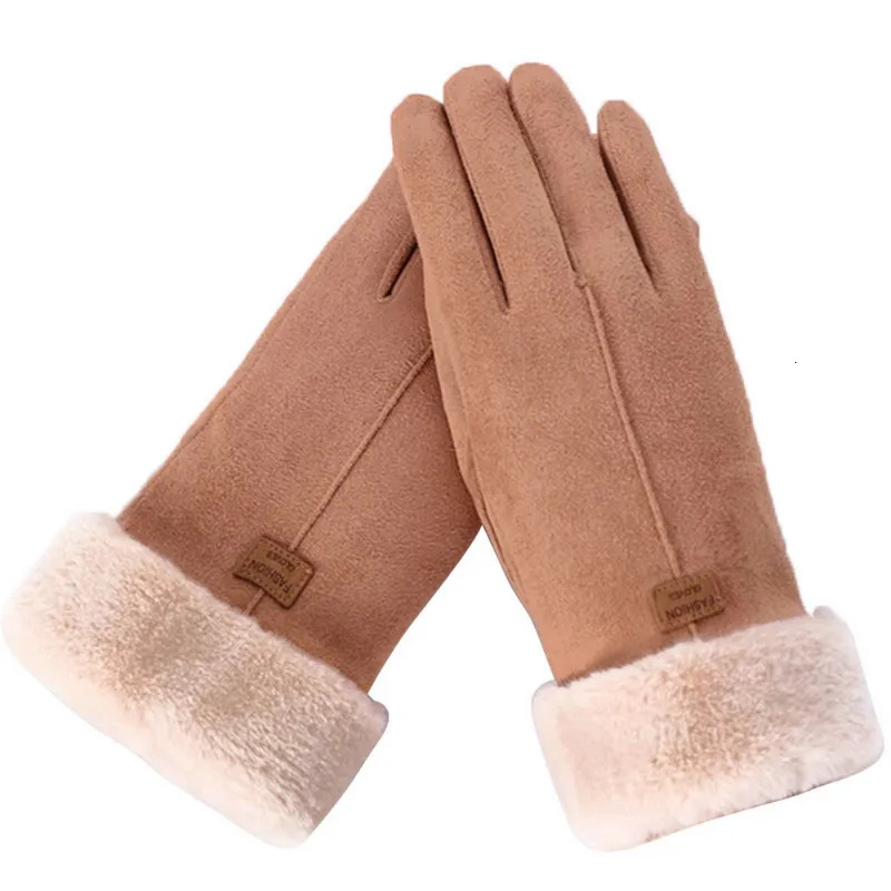 Five Fingers Gloves Fashion Women Gloves Autumn Winter Cute Furry Warm Mitts Full Finger Mittens Women Outdoor Sport Female Gloves Screen 231006