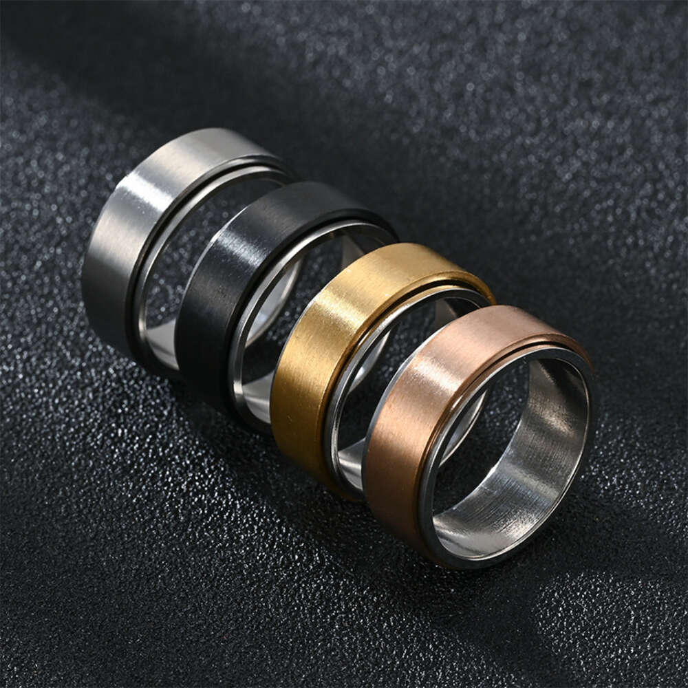 Wolf Tide New 8mm Blank Titanium Steel Rotating Finger Rings Anti Anxiety And Decompression Mens Rotating Couple Ring Wholesale Cheap Punk Jewelry Bij
